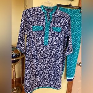 Women Ideas by Gul Ahmed green blue 2 piece long sleeve outfit size L/14